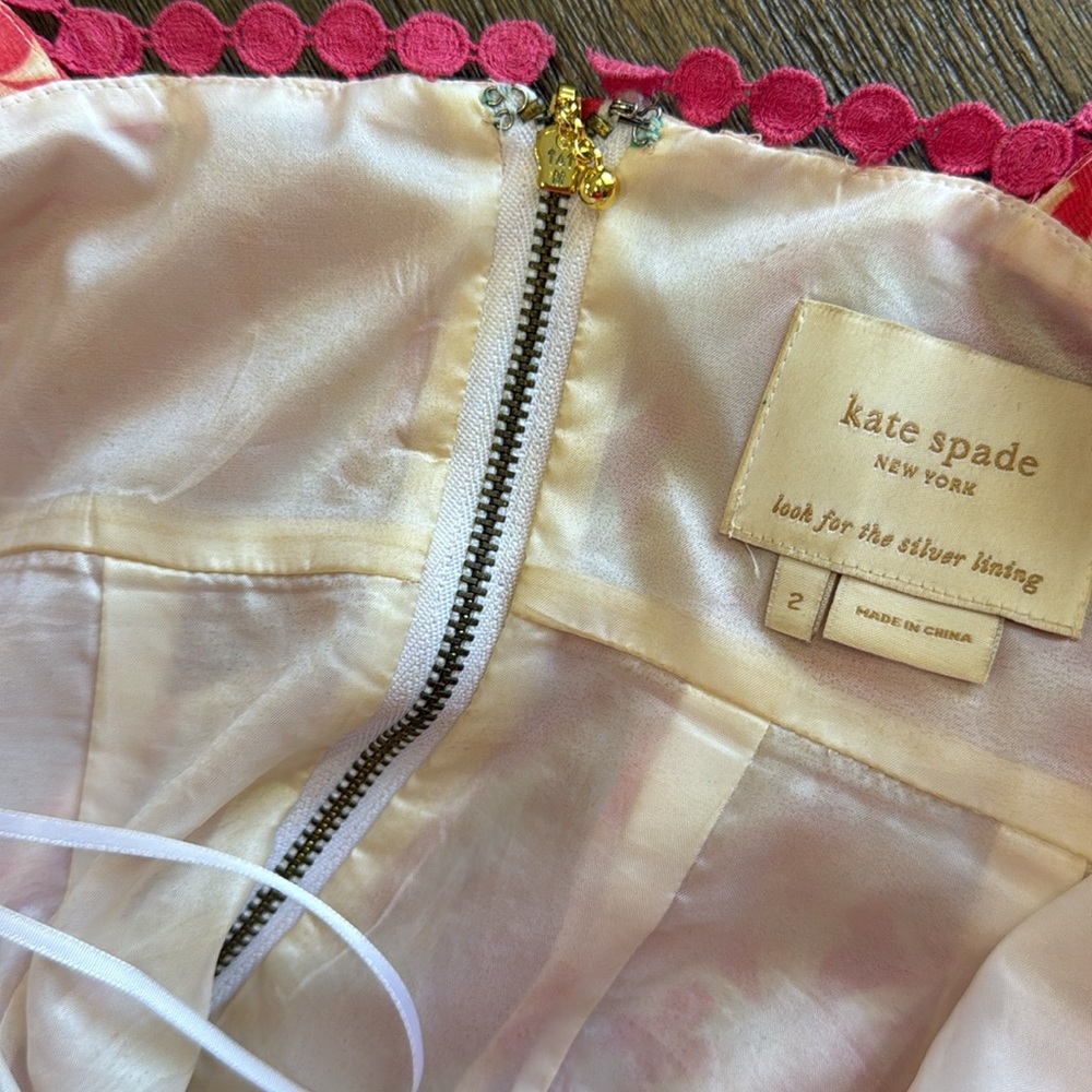 Kate Spade Pink Peach Pineapple Print Sweetheart Women Size 2 Linen Silk Blend - Picture 9 of 9
